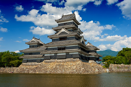 松本城堡日落建筑学遗产天空墙壁历史建筑正方形旅行武士背景