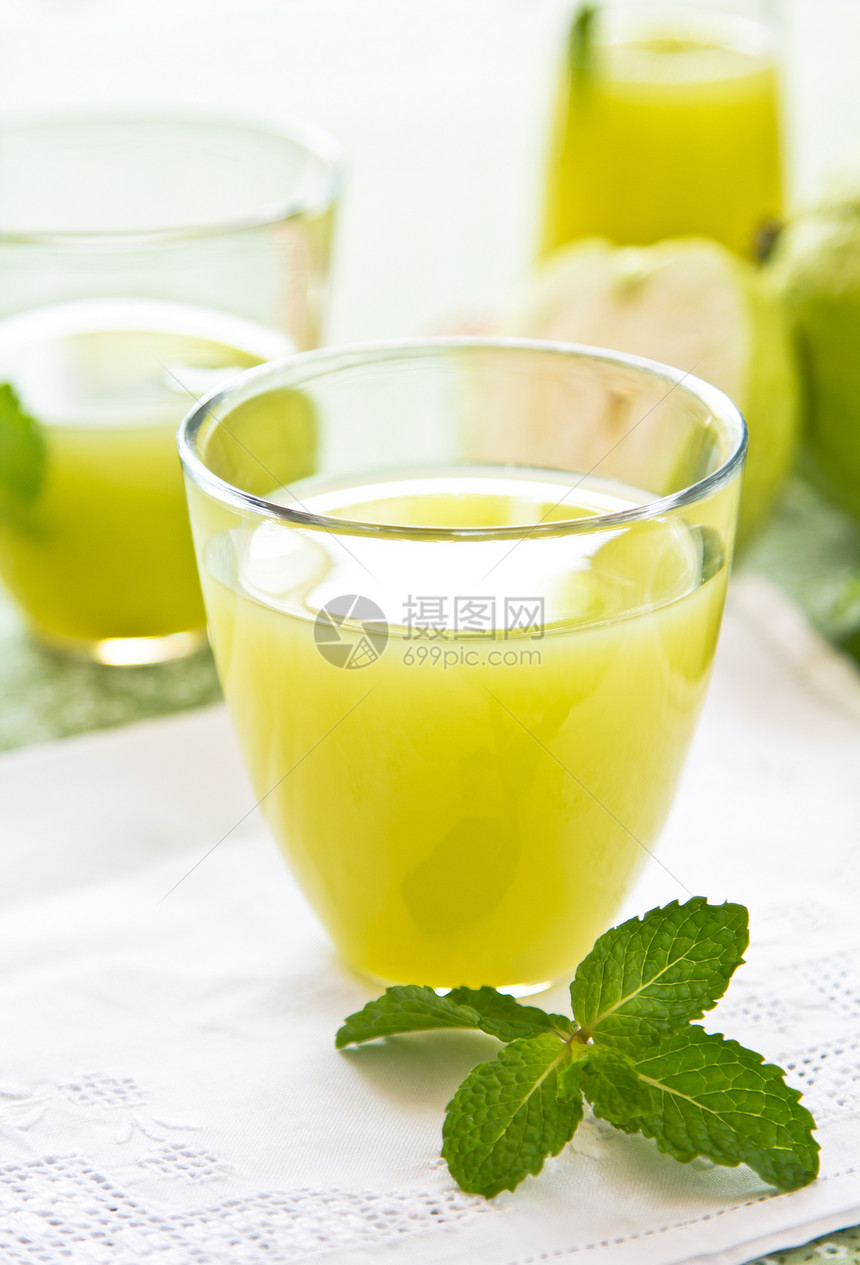 瓜瓦果汁蔬菜热带营养植物薄荷种子矿物水果食物玻璃图片