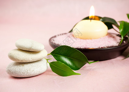 斯帕石头场景平衡药品叶子文化芳香蜡烛竹子疗法治疗背景图片