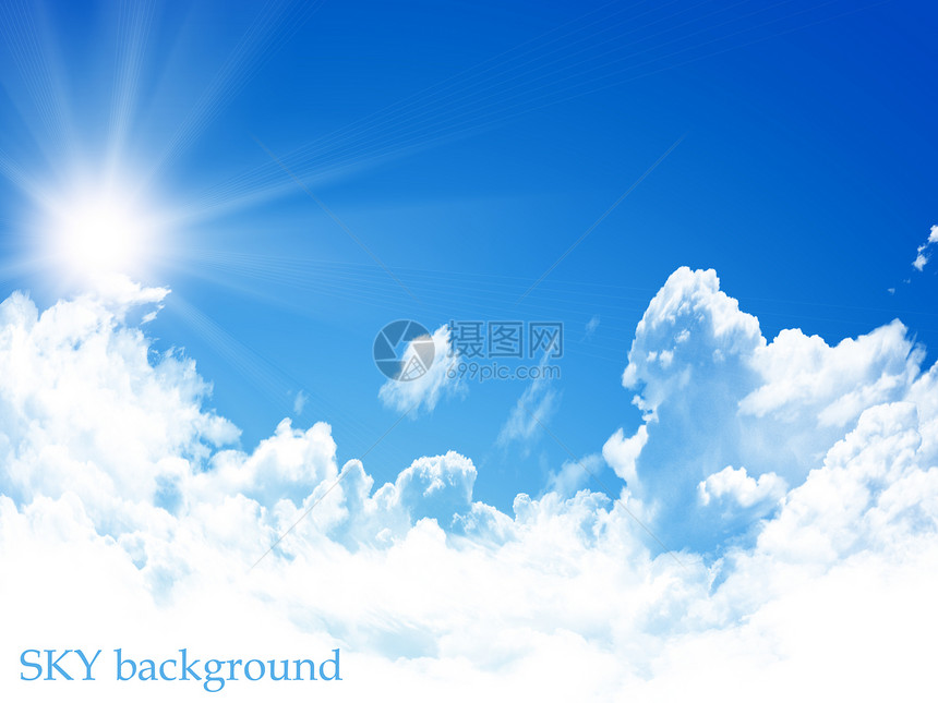 蓝色天空背景生态季节天蓝色太阳射线气氛光束阳光环境天气图片
