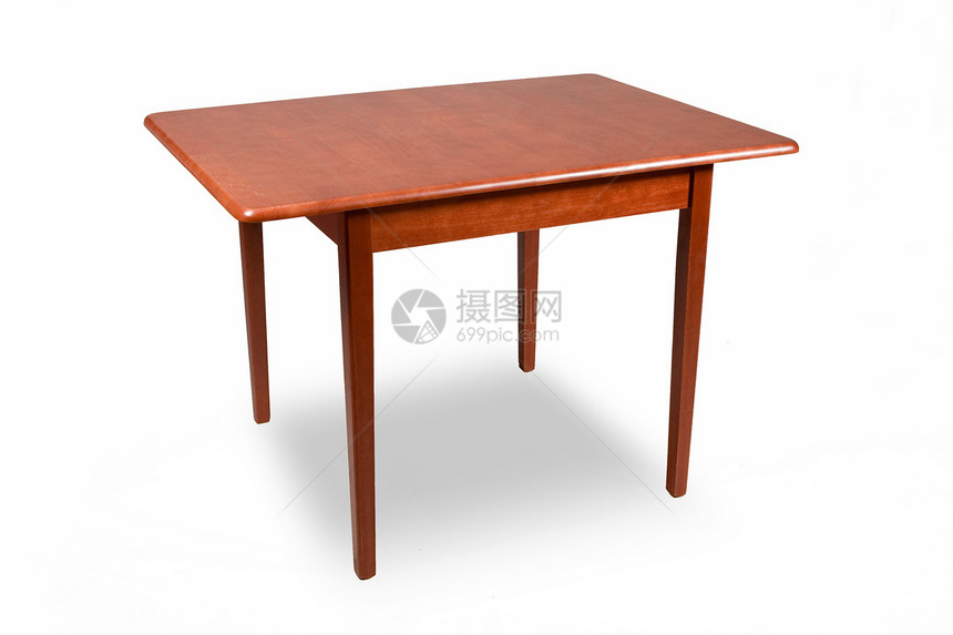 白色背景上的木桌棕色用餐家具家政桌子装修木头家庭动产木材图片