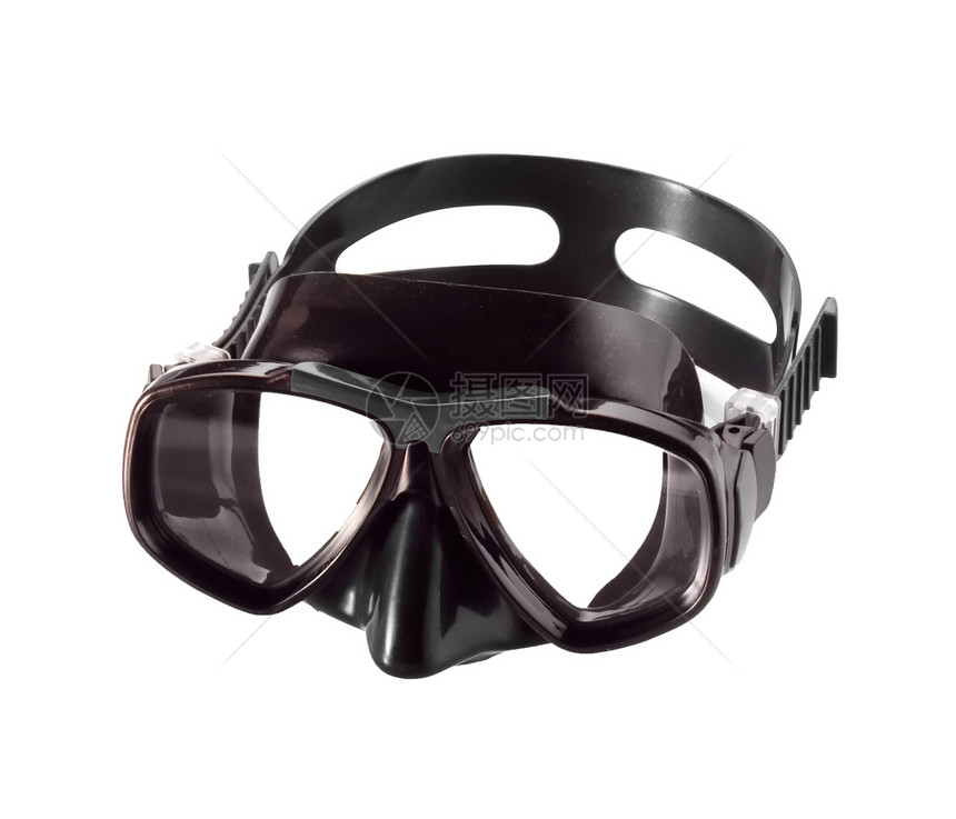 白色背景上隔离的潜水面罩运气奢华追求美丽浮潜闲暇收藏休闲面具扇贝图片