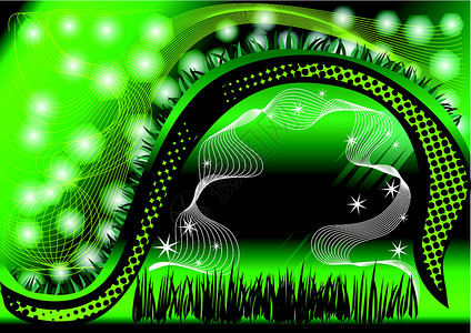 抽象绿色背景曲线海浪星星技术绘画背景图片