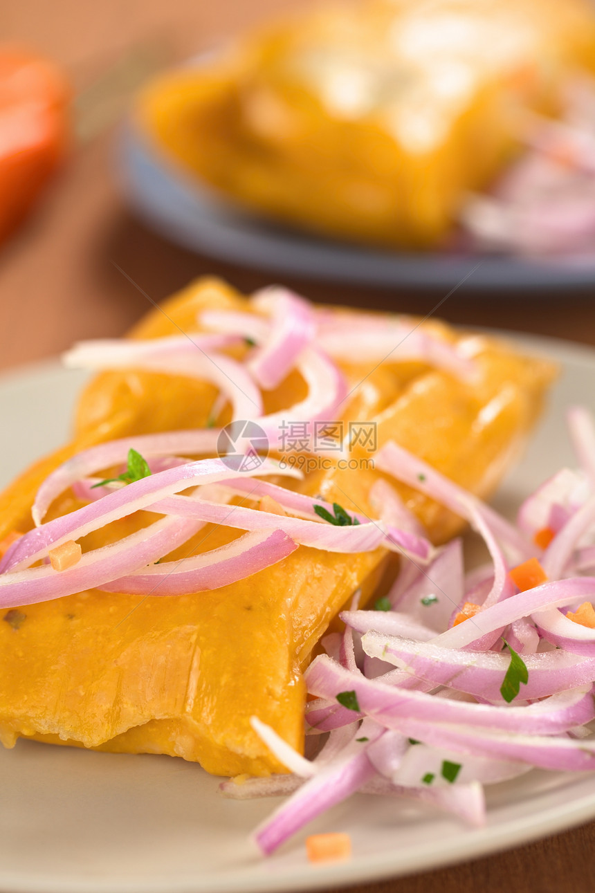 秘鲁塔摩莱斯Name盘子食物小吃玉米洋葱早餐沙拉图片