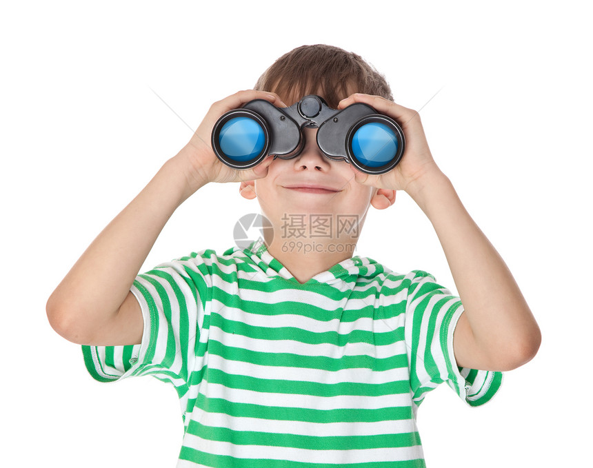 持有望远镜的男孩天空孩子儿子洗劫快乐追求童年愿望眼镜勘探图片