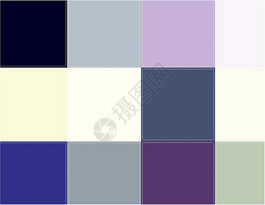 彩色方形粘贴蓝色纺织品绘画插图绿色紫色瓶子缝合棕色数字背景图片
