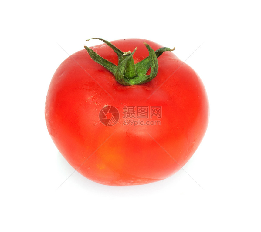 白色背景的西红柿蔬菜美食叶子红色圆形绿色营养食物图片