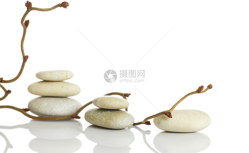 斯帕石头生活禅意艺术白色治疗福利竹子叶子绿色按摩图片