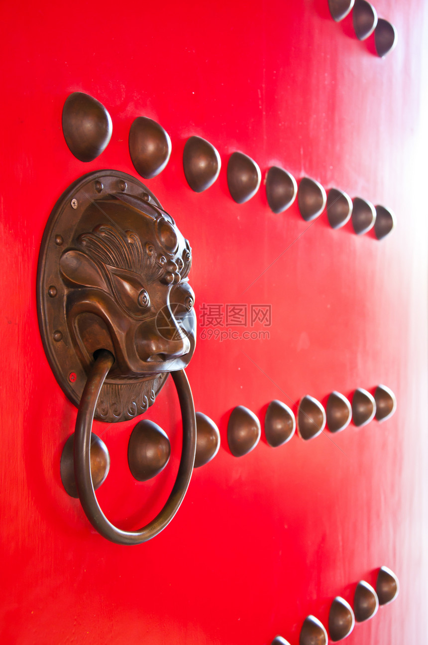 门后中国风格寺庙房子青铜安全黄铜宗教神社木头入口金属图片