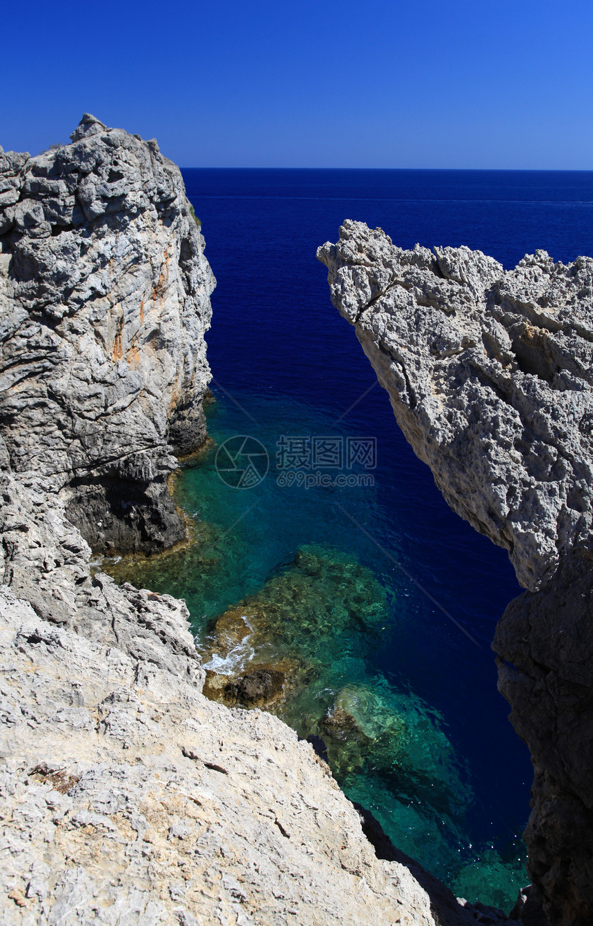 希腊海滩风景天蓝色假期支撑蓝色海景十二生肖太阳水晶图片