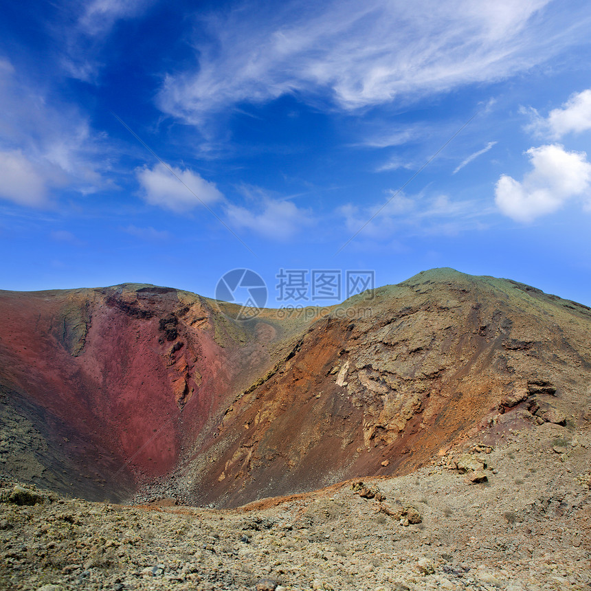 Canaries的火山坑自然土地公园沙漠土壤干旱岩石观光陨石石头图片