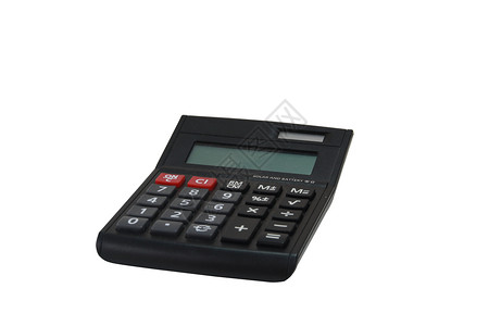 黑色计算器黑计算器按钮键盘商业电子平衡数学工具黑色人士塑料背景