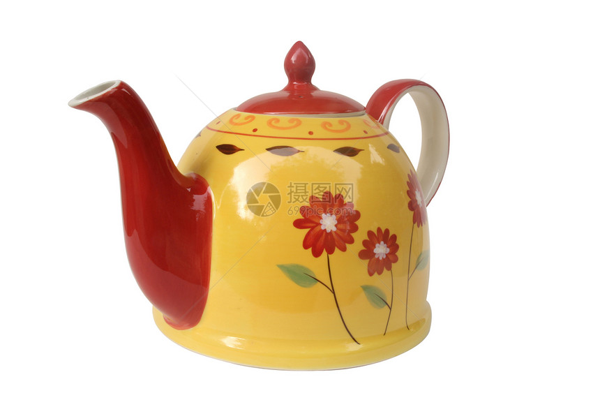 茶壶陶瓷用具制品时间陶器早餐午餐厨具餐厅黄色图片