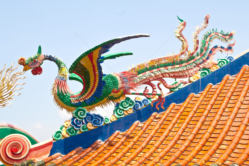 凤凰雕像寺庙雕塑传统翅膀宗教文化建筑学天空艺术雕像图片