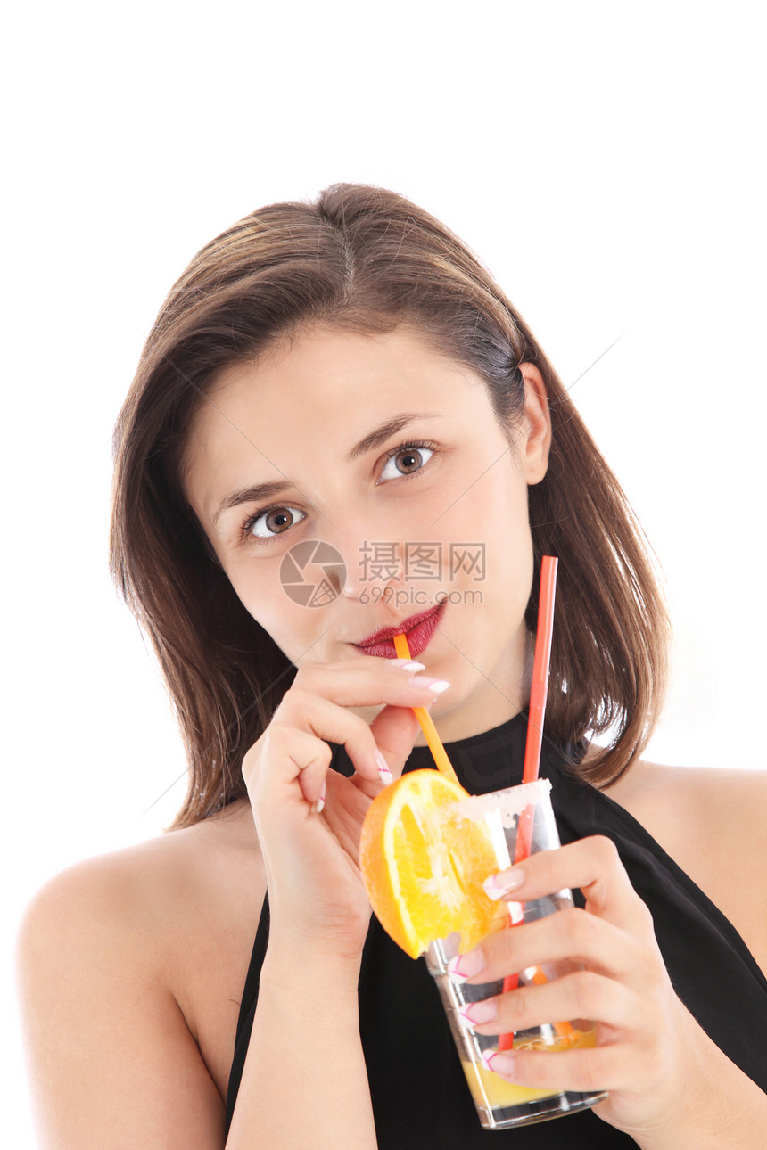 喝橙汁的迷人女人 喝橙汁的迷人女人图片