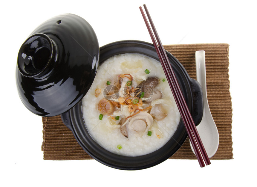 鸡尾粥大米锅食物猪肉文化海鲜午餐餐厅稀饭早餐水平蔬菜图片