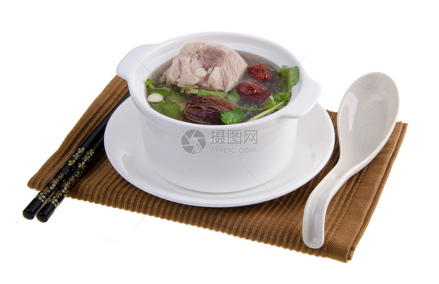鸡汤和草药汤 中国菜的风格格子用餐土豆草本植物胡椒蔬菜盘子食物午餐装饰品图片