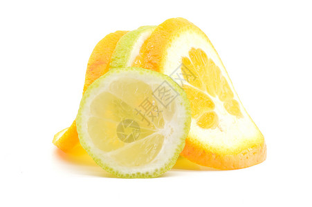 柠檬和橙红色橙子茶点白色水果食物背景图片