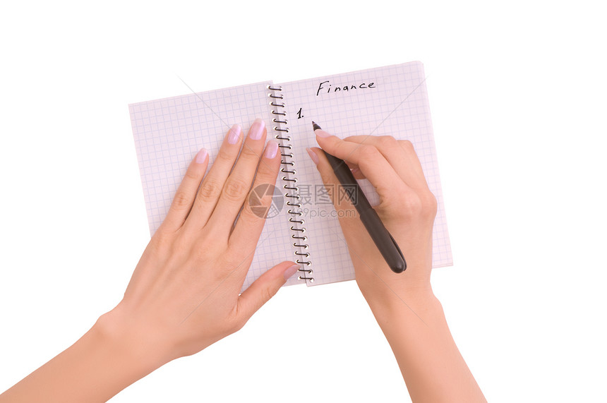 财务商业阅读女性宏观白色学生笔记本手指笔记图片