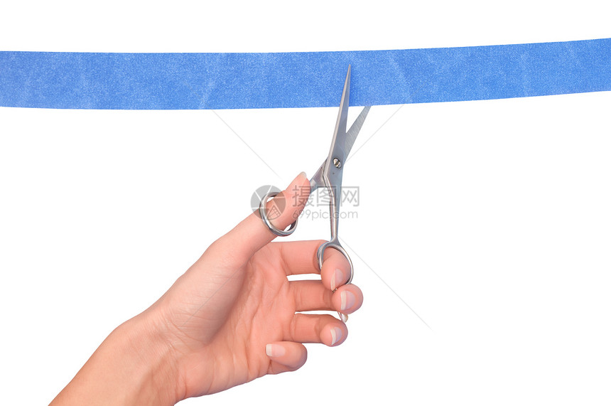 丝带手指仪式蓝色剪刀医疗胜利白色庆典商业就职图片