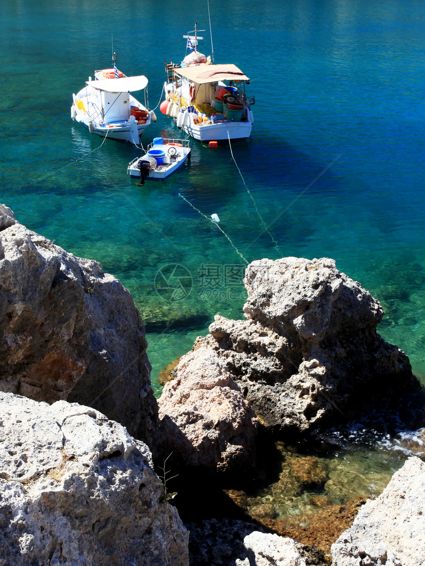 圣保罗斯湾林多斯罗兹希腊海滩蓝色天蓝色假期风景旅行运输海景石头图片
