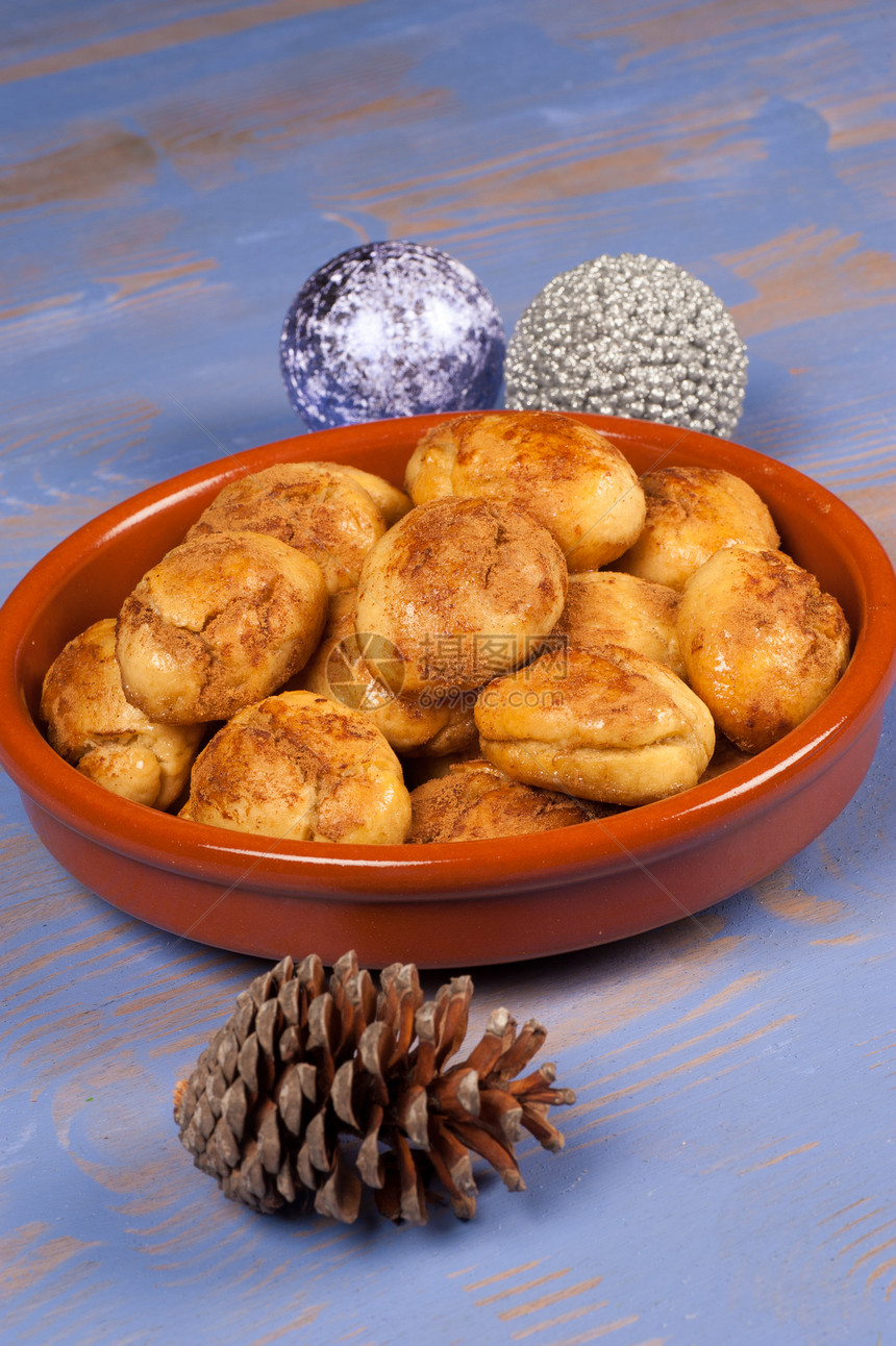希腊圣诞饼干季节性美食肉桂甜点糕点蜂蜜图片