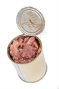 肉罐头罐头肉生存食物金属猪肉密闭白色店铺罐头装罐贮存背景