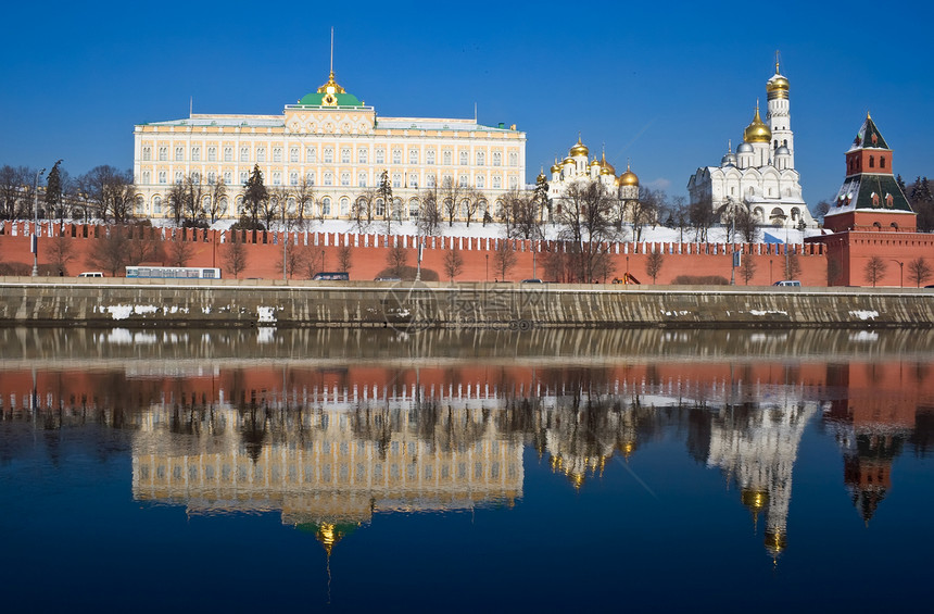 莫斯科旅游大天使建筑大教堂天空金子蓝色旅行建筑学圆顶图片