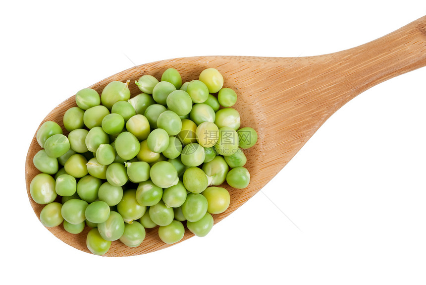 木勺中的绿豆营养食物圆形饮食蔬菜豆类勺子白色厨房健康图片