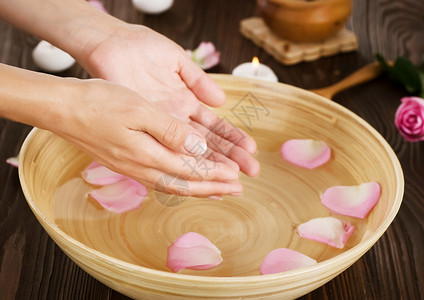 手式喷嘴皮肤女性手腕洗涤闲暇福利奢华美甲玫瑰中心高清图片