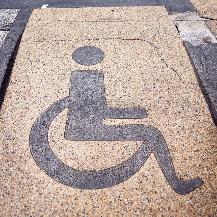 已禁用符号停车场标志通道轮椅街道警告路标停车身体花岗岩图片