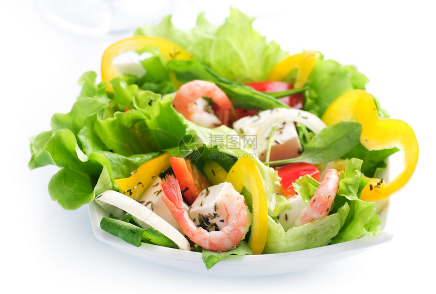 健康沙律和薄膜胡椒叶子美食卷曲桌子食物盘子菜单饮食海鲜图片
