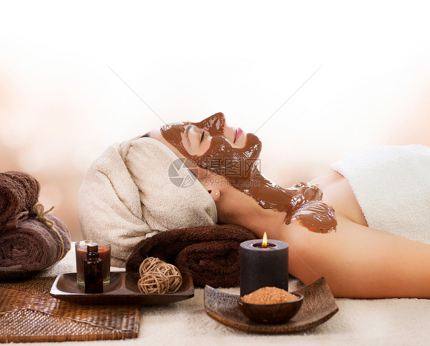 巧克力面罩液体温泉中心面膜女孩身体呵护奢华皱纹护理图片