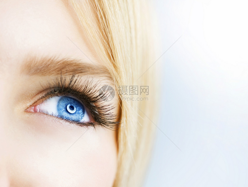 蓝眼外科宏观角膜女士鸢尾花美丽蓝色女孩头发眼皮图片