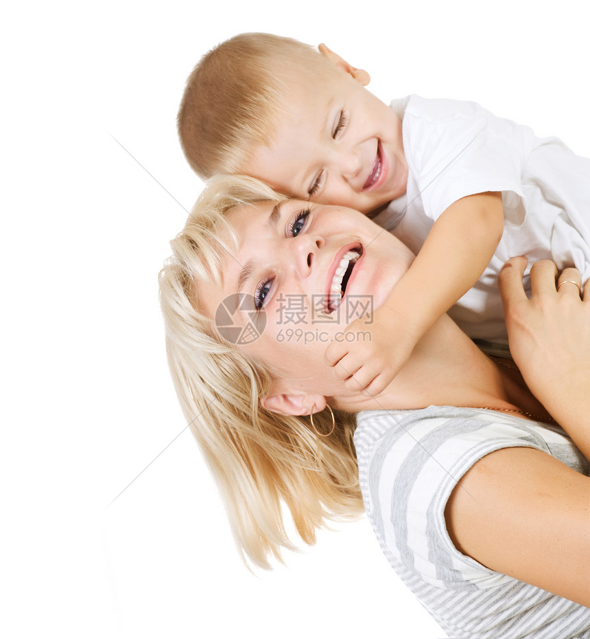 母亲与婴儿快乐蓝色幸福男生父母金发女性女儿眼睛女士乐趣图片