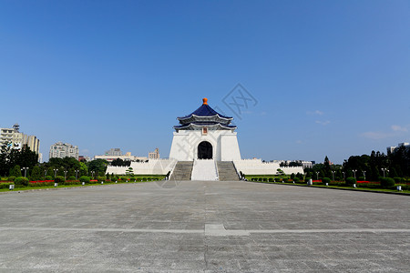 台北国父纪念馆蓝色的脚步高清图片