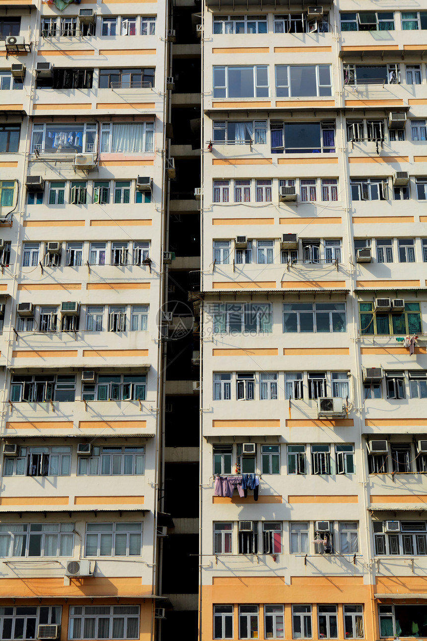 香港旧大楼窗帘天空摩天大楼百叶窗地板建筑窗户高楼城市不动产图片
