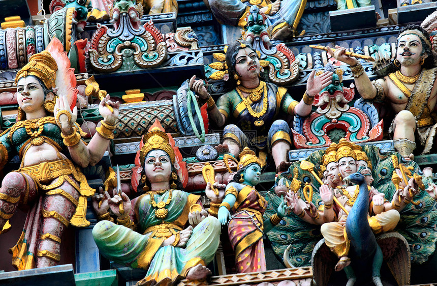 Hhindu 寺庙雕像女神地标入口雕刻历史性雕塑遗产文化艺术建筑学图片