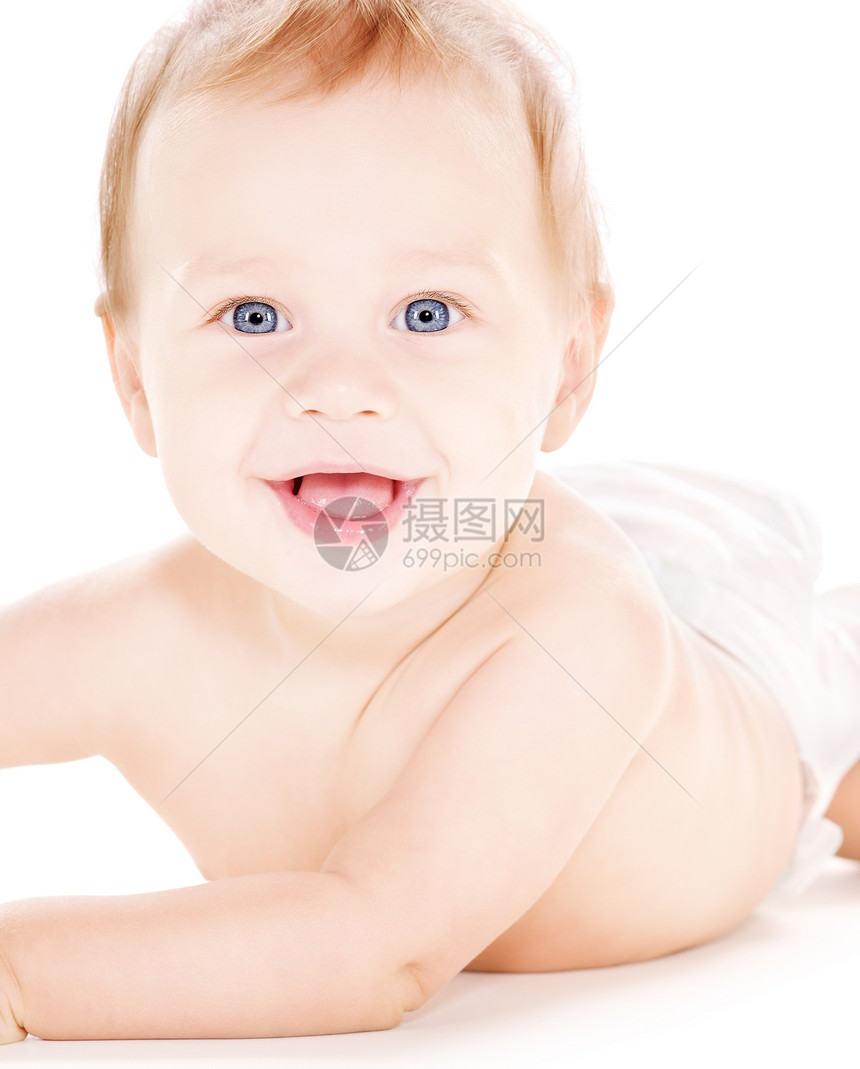 婴儿尿布中的婴儿男孩男生孩子皮肤男性卫生童年育儿保健青少年微笑图片