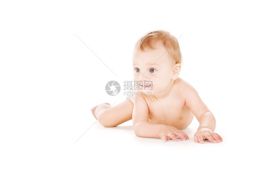 婴儿尿布中的婴儿男孩快乐微笑男生孩子卫生男性童年保健青少年生活图片
