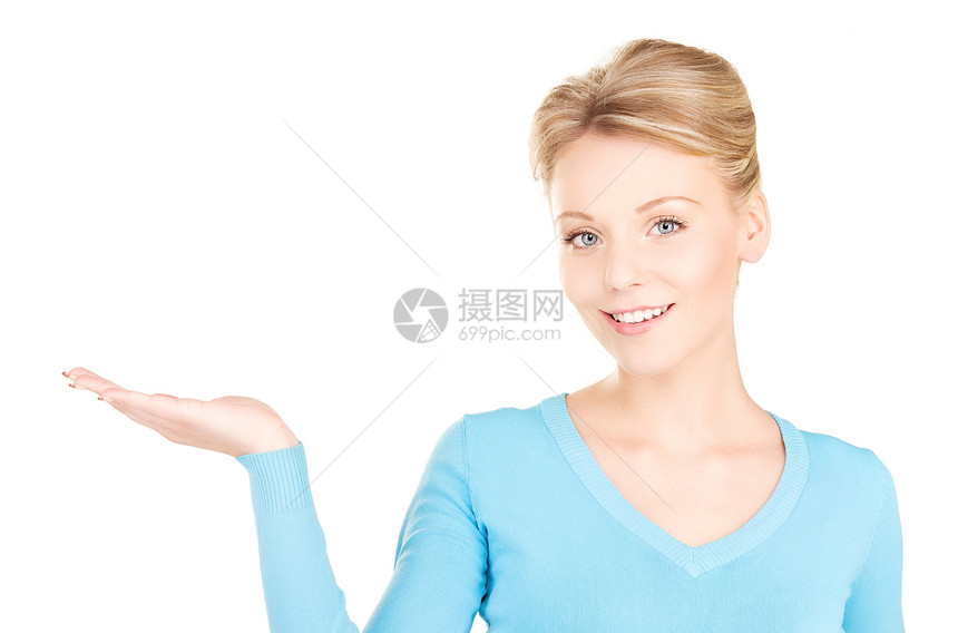 椰枣上的东西女性快乐白色广告女孩商务微笑手势金发女郎棕榈图片