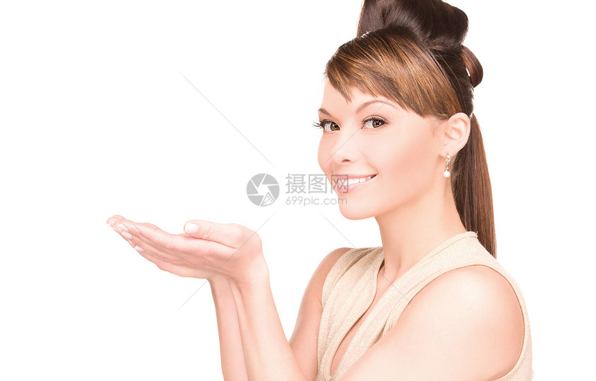 椰枣树上的东西广告女性白色女孩手势微笑成人福利黑发手掌图片