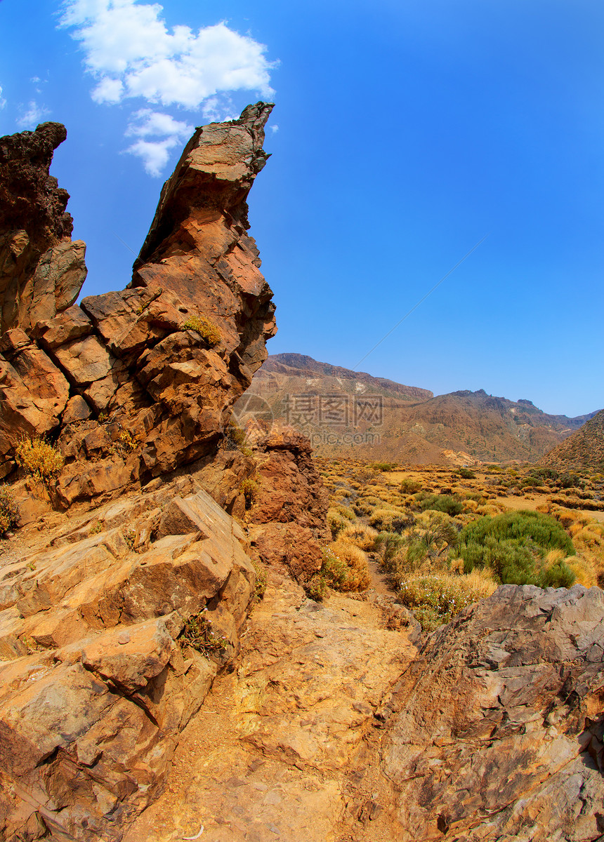 特内里费提德国家公园的加那利群岛天空蓝色岩石编队冒险世界遗产干旱沙漠晴天火山图片