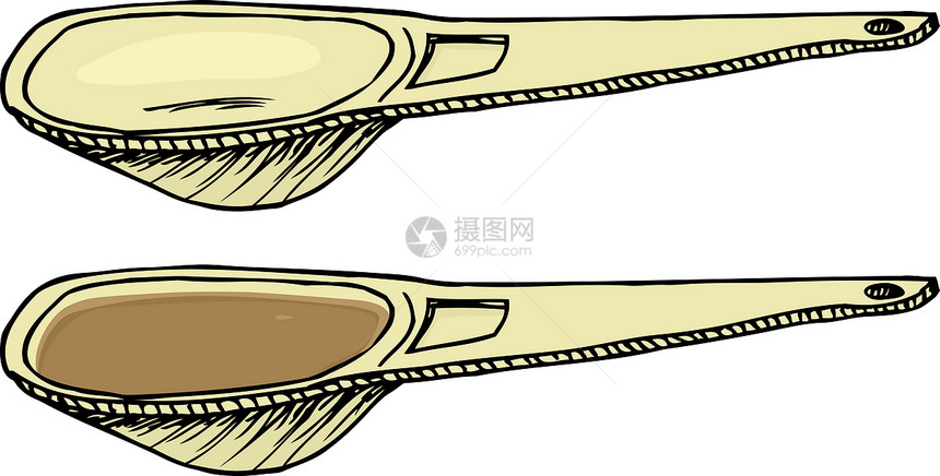 测量勺草图液体用具量勺茶匙食物塑料汤匙手绘空白图片