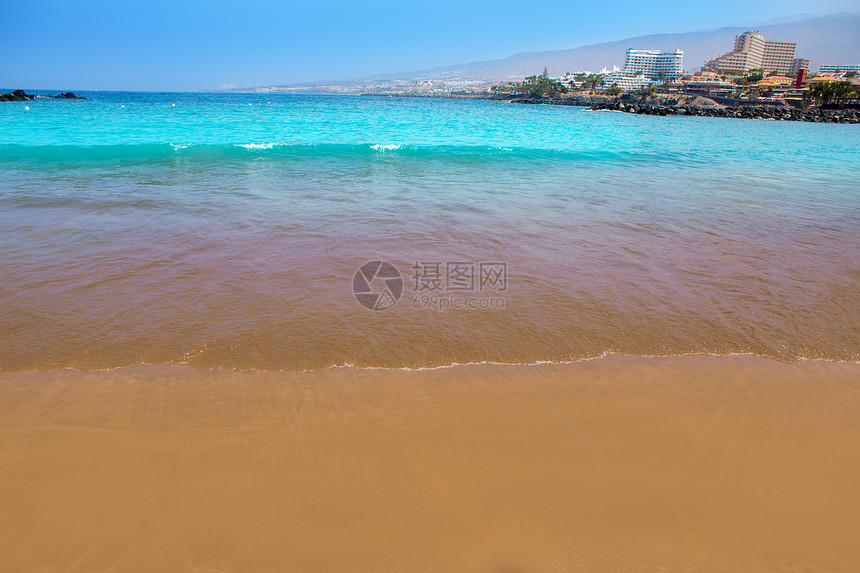 特内里夫的海岸海滩景点村庄热带观光天空泡沫假期旅行岛屿支撑图片