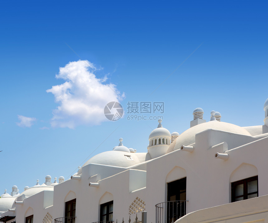 特内里费白房子里的帕拉伊索人热带小岛地标旅行太阳粉饰房屋假期地平线城市图片