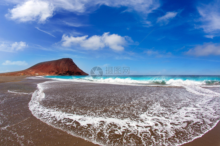 特内里夫的Tejita海滩沙漠岛屿天空热带海岸海景海洋支撑蓝色火山图片