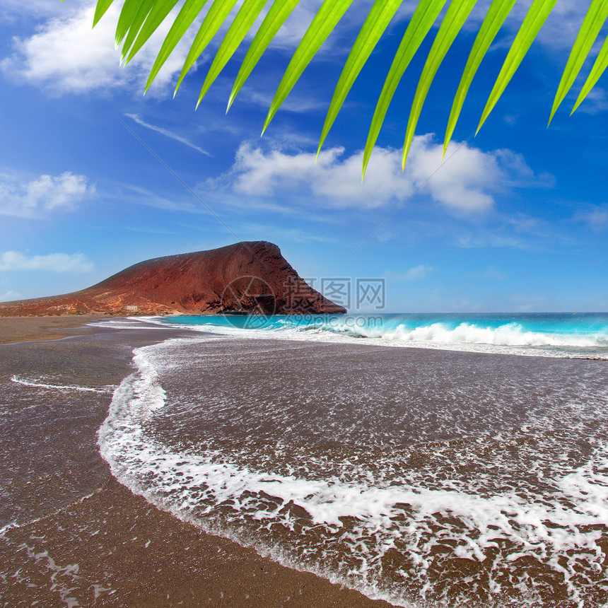 特内里夫的Tejita海滩岛屿热带天空泡沫蓝色海岸海景海洋沙漠支撑图片