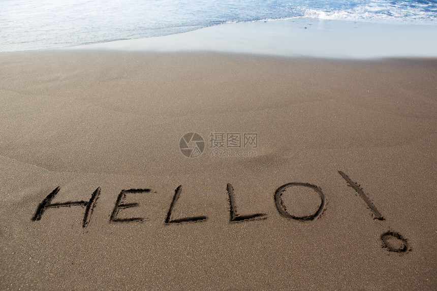 棕色沙滩 写字阳光泡沫蓝色场景异国岛屿太阳支撑水晶波纹图片