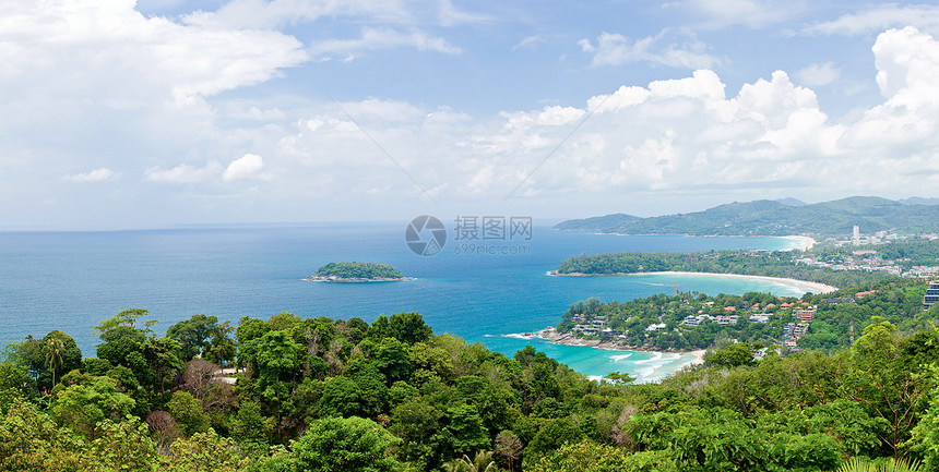 热带海滩全景航空泰国普吉(Phuket Thai)图片